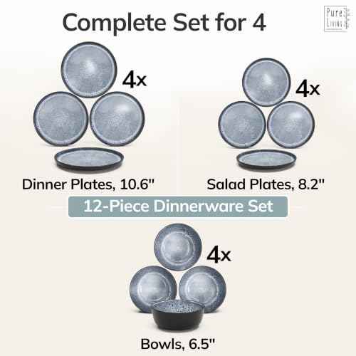 12 Piece Stoneware Dinnerware Set for 4 (12 Count)