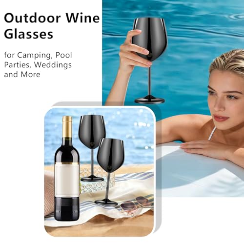 Unbreakable Stainless Steel Wine Glasses Set of 4 (4 Count)