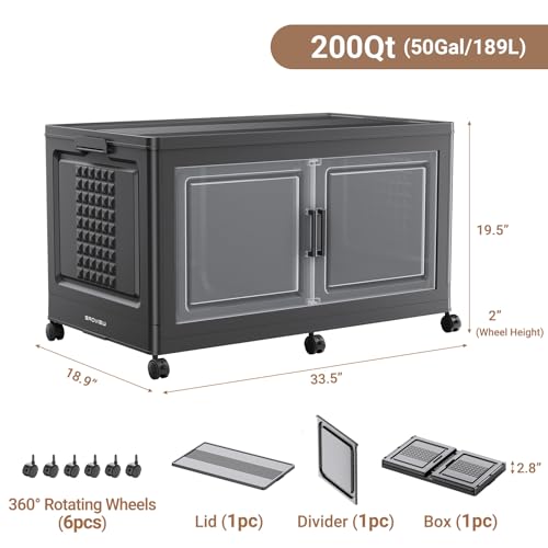 50Gal XL Stackable Storage Bins Foldable Box Cabinet for Home 1Pack Black