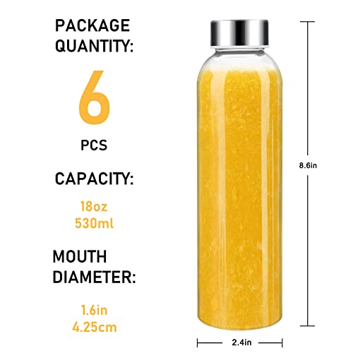 18oz Glass Water Bottle Set of 6 (6 Count)