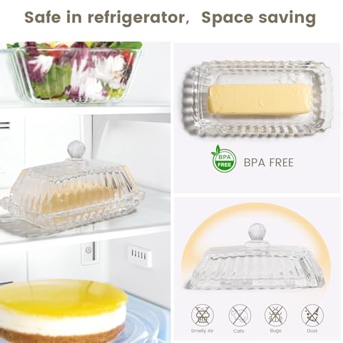 Clear Glass Butter Dish with Lid