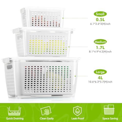 Produce containers for fridge (135.2561 Fl Oz)