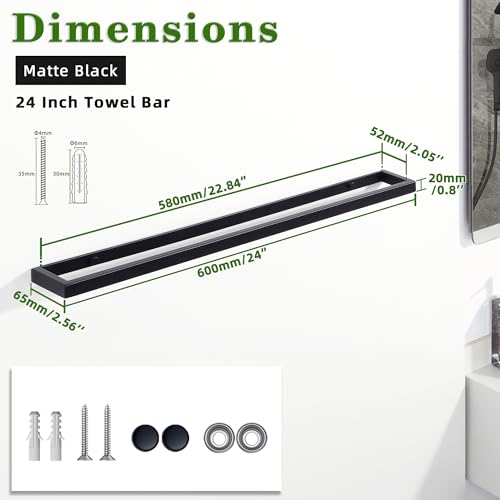 24 Inch Hand Towel Holder Towel Bar for Bathroom Wall Mounted