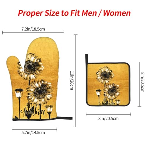 Sunflower Oven Mitts and Pot Holders Set of 3 Gold Oven Glove (3 Count)