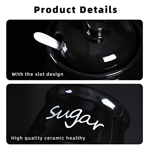 Ceramic Sugar Bowl with Lid and Spoon 12oz