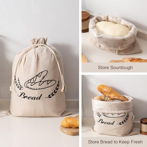2 Pack Linen Bread Bags for Homemade Bread
