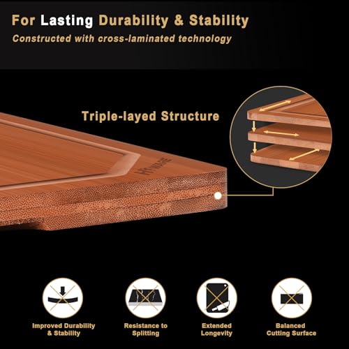 4 Pieces Extra Large Wooden Cutting Boards Set (4 Count)