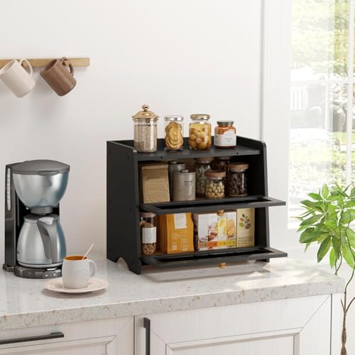Double Layer Bread Box Container for Kitchen Countertop Homemade Bread