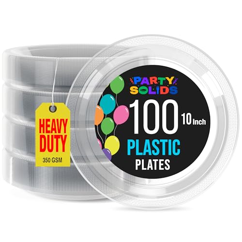 Sturdy Clear Plastic Plates 10" Party Plates 100 Pcs (100 Count)