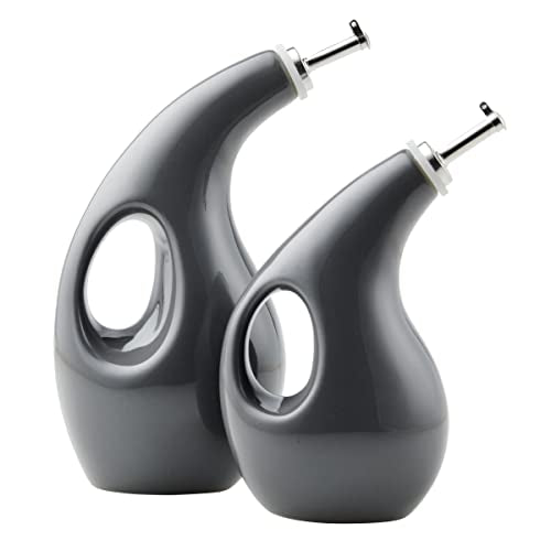 Serveware Ceramic EVOO Oil and Vinegar Dispensing Bottle Set