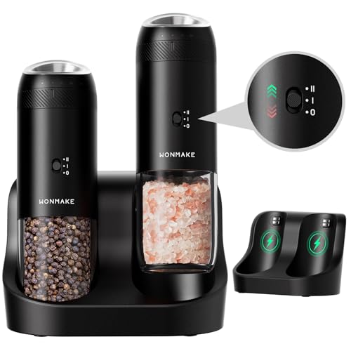 Gravity Electric Salt and Pepper Grinder Set with Charging Base (2 Count)