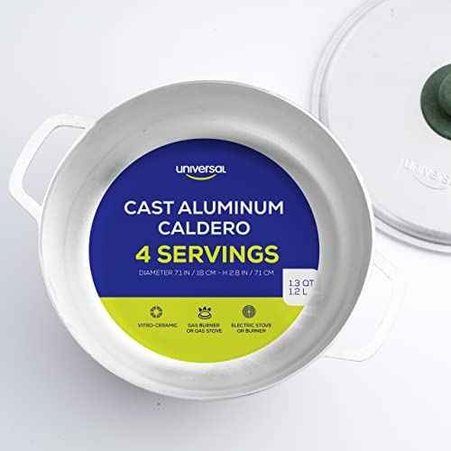 1.3 QT / 1.2 Liter) Mini Caldero Pot with Lid, Cast Aluminum Rice & Cooking Pot, 4 Cup Capacity for Rice, Beans, Sauces, Sides & Small Portions