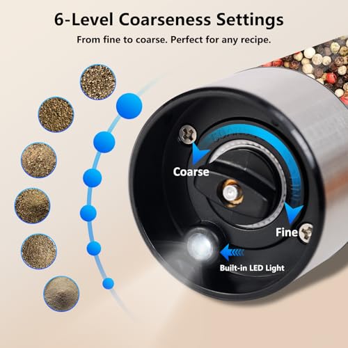 Salt & Pepper Grinder Set with Rechargeable Base