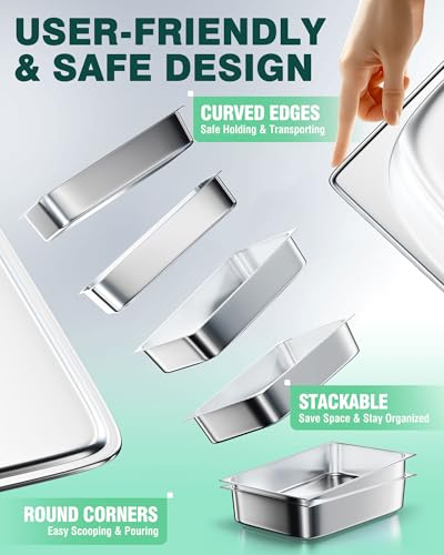 Stainless Steel Steam Table Hotel Pans Set 1 (6 Count)