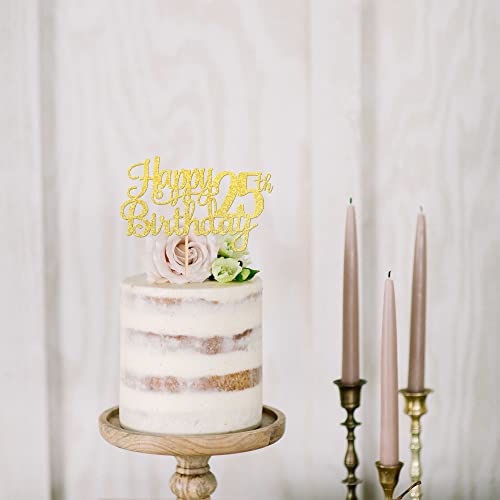 1 PCS Happy 25th Birthday Cake Topper Gold Glitter Cheers to 25 Years Birthday Cake Pick 25 Fabulous Cake Decoration for Happy 25th Birthday Theme Party Decorations Supplies