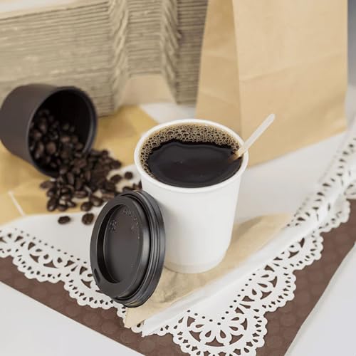 8 oz Double Wall Insulated Coffee Cup [500 Count] White Disposable Paper Hot Cup