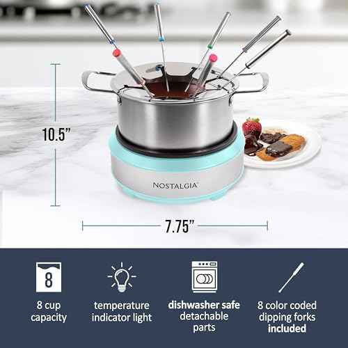 8 Cup Electric Fondue Pot Set for Cheese & Chocolate