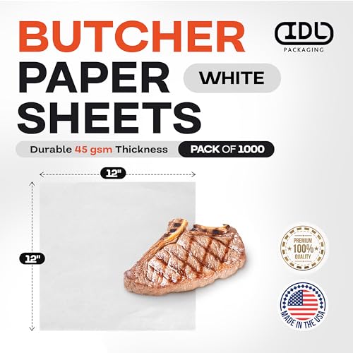 White Butcher Paper Sheets 12" x 12" (1000 Count)