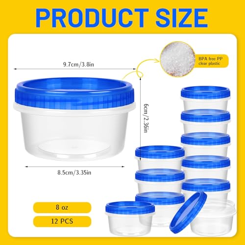 12 Pack Freezer Containers with Screw On Lids (12 Count)