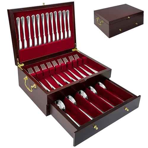 Silverware Storage Box Solid Wood with Lid