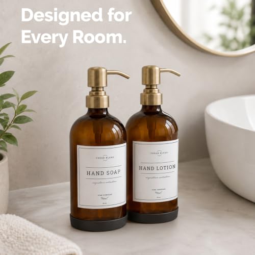 Amber Glass Soap Dispenser (2 Count)