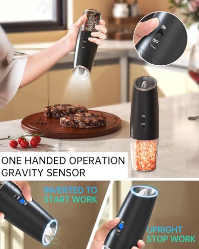 Rechargeable Salt and Pepper Grinder Set Gravity Electric Salt and Pepper Grinder Set (2 Count)