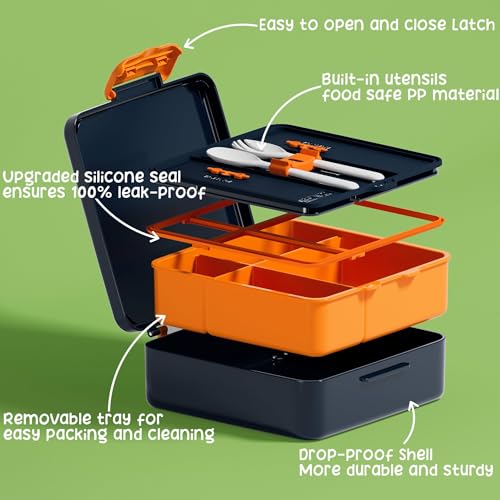 Kids Bento Snack Lunch Box with 4 Compartment