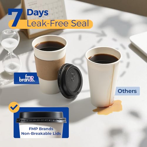 50 Pack 16 oz Disposable Coffee Cups with Lids (50 Count)