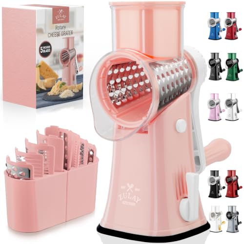 Rotary Cheese Grater Manual Hand Crank 5 Blade Shredder
