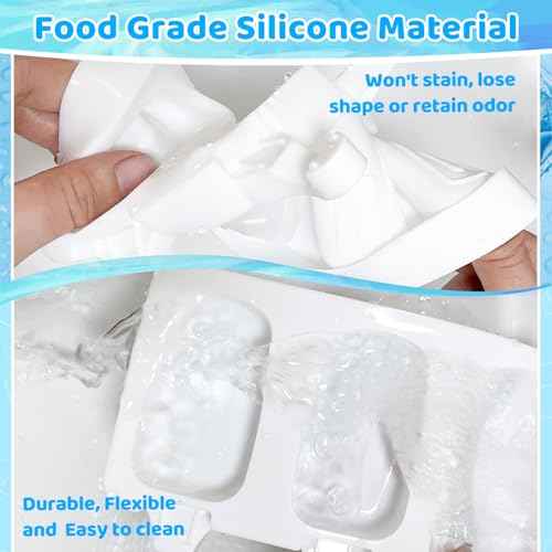 2 Set Silicone Popsicle Molds 4 Cavities Ice Cream Oval Cake Molds with 100 Sticks (2 Count)