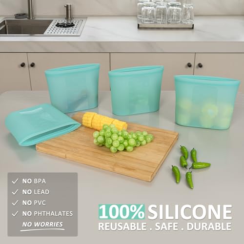 Reusable Freezer Bags Quart Size (4 Count)