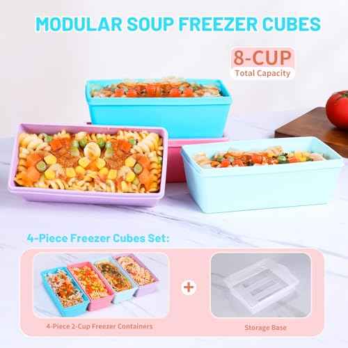 2 Cup Silicone Freezer Molds with Lids (4 Count)