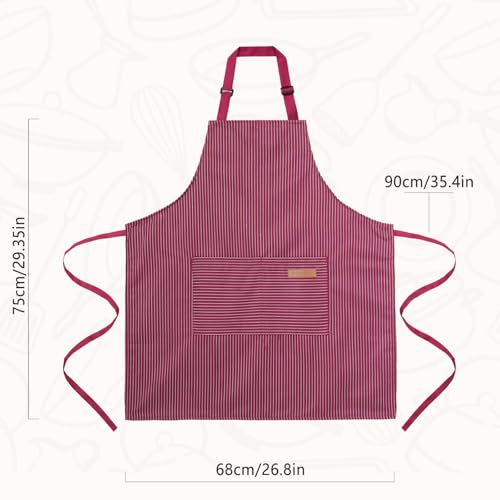 2 Pack Cooking Aprons Adjustable Bib Apron for Women with 2 Pockets (2 Count)