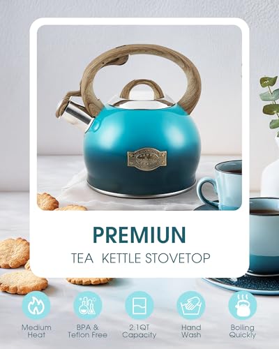 2.1 Qt Whistling Tea Kettle for Stovetop with Heat