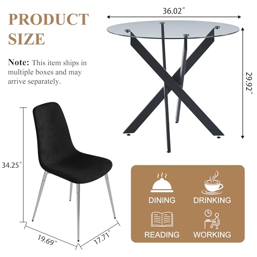 36” Round Glass Dining Table Set for 4 (5 Count)