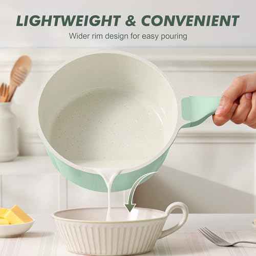 Ceramic Nonstick Saucepan with Lid 2.0QT