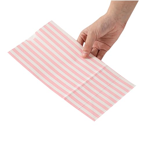 Pink And White Stripe Paper Bag (100 Count)