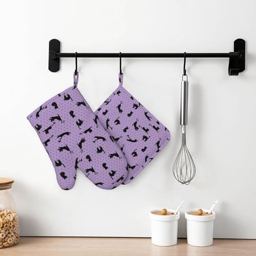 Black Cat Oven Mitts and Pot Holders Sets of 4