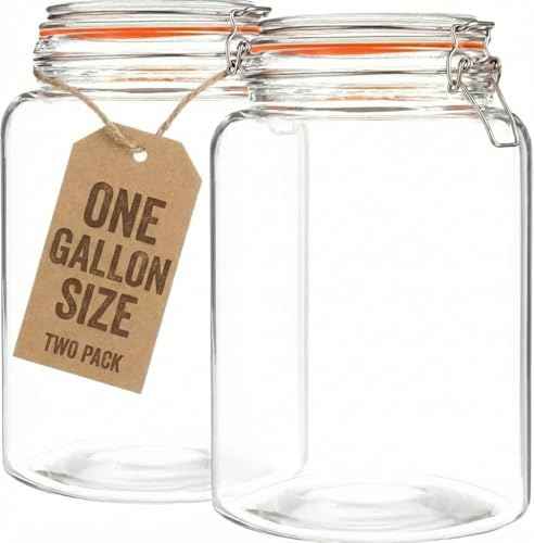 Large 1 Gallon Glass Mason Jar with Hinged Lids