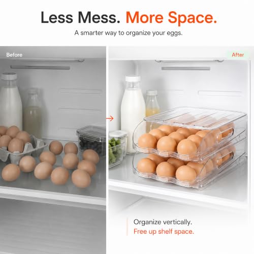 54 Egg Holder for Fridge with Silicone Bumpers
