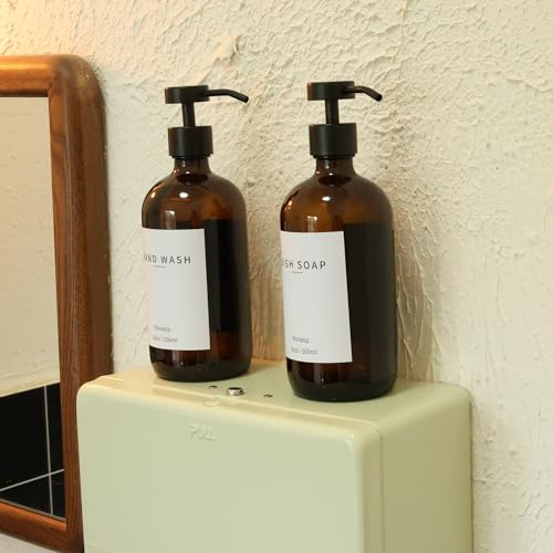 Set of 5 Kitchen Soap Dispenser Set 16 Oz Glass Hand Dish Soap Dispenser with Stainless Steel Pump (2 Count)