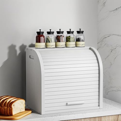 2 Tier Bamboo Bread Box for Kitchen Counter