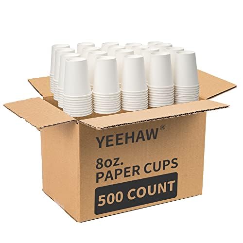 8 oz 500 Pack Coffee Cups White Paper Cups (500 Count)