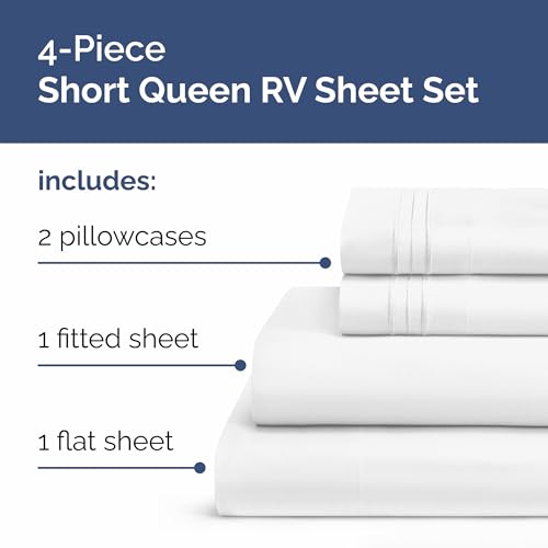 Short Queen Size 4 Piece Bed Sheet Set