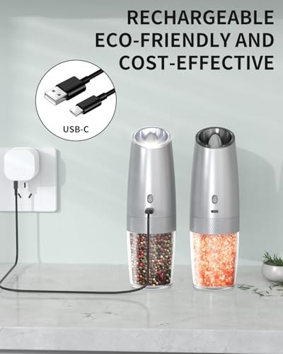 Gravity Electric Salt and Pepper Grinder Set with 2 (2 Count)