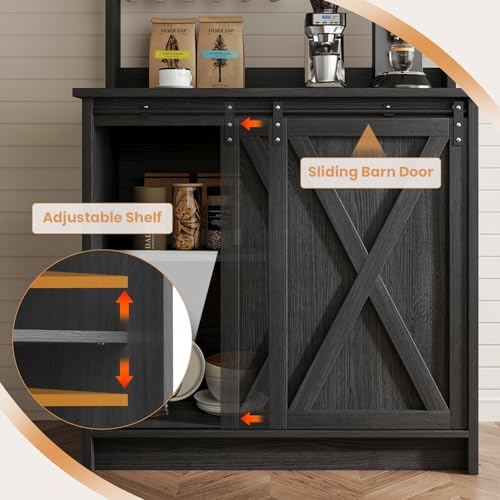 31" Farmhouse Coffee Bar Cabinet with Storage Hutch