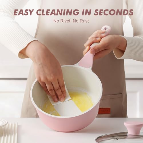 Ceramic Nonstick Saucepan with Lid 1.5 QT