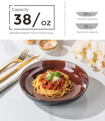 9.0" Ceramic Pasta Bowls Set of 4 (4 Count)