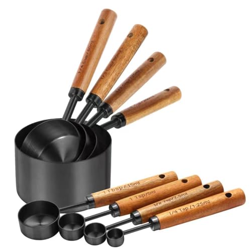 Black Measuring Cups and Spoons Set (8 Count)