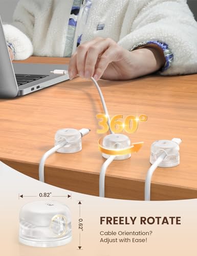 6Pack Clear Rotatable Cord Organizer (6 Count)